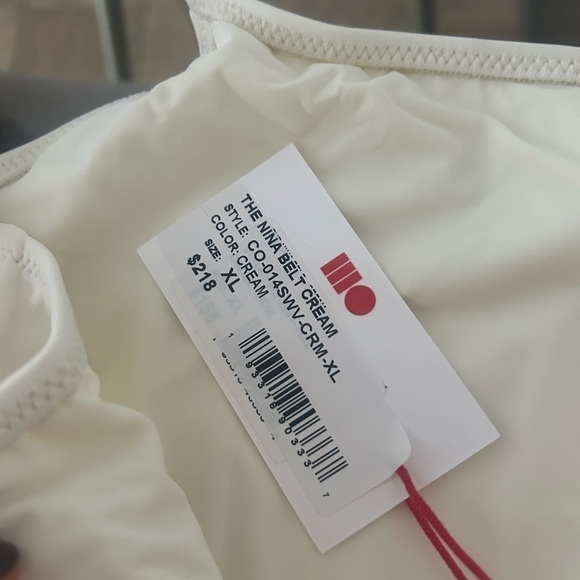 NWT! SOLID & STRIPED The Nina Belt One Piece Cream XL - Picture 7 of 11